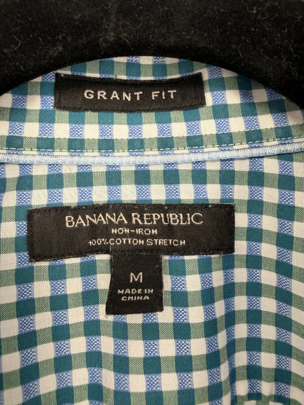 Banana Republic Grant Fit Blue Green Gingham Button Down Shirt Men’s M